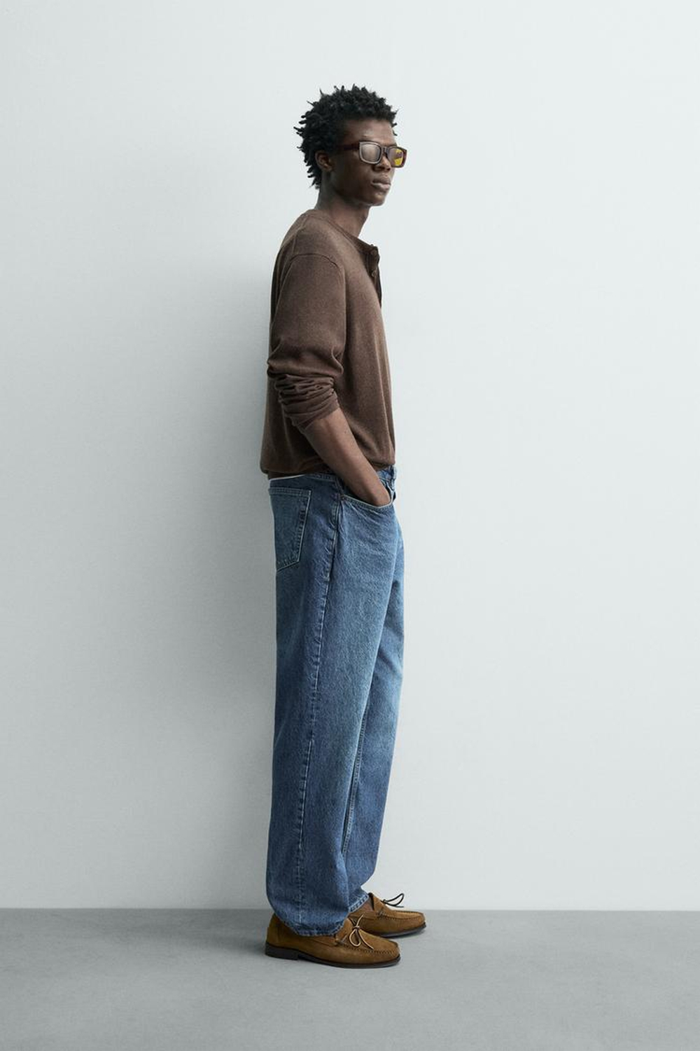 ZARA СВИТЕР С ВОРОТНИКОМ НА ПУГОВИЦАХ, ШОКОЛАДНЫЙ