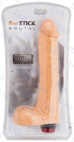 Телесный вибратор с мошонкой, 22,8 см