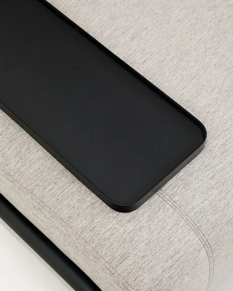 2-местный диван Compo серо-бежевого цвета с малым журнальным столиком и чёрным каркасом