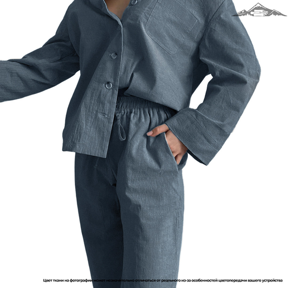 Вареный (стираный) хлопок, цв.Сине-графитовый меланж | ш.250 см | 145 г/м² | хлопок-100%