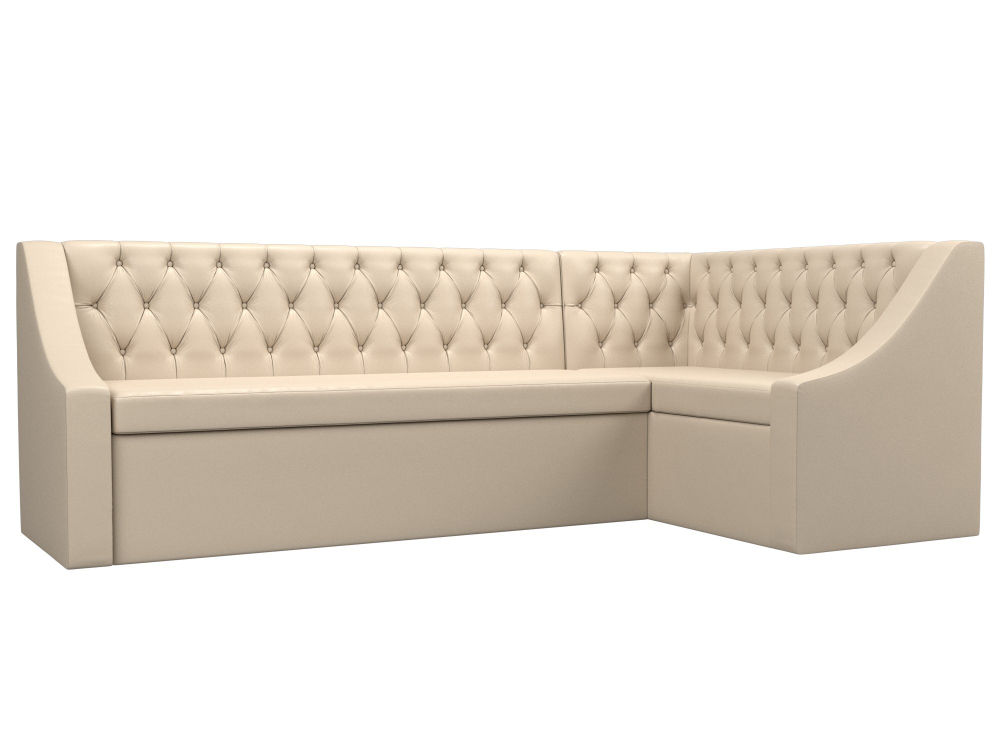 Диван кухонный угловой Мерлин правый угол, Бежевый, Экокожа, 100458