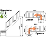 Лестница на второй этаж К-001м/3 Левая c подступенками