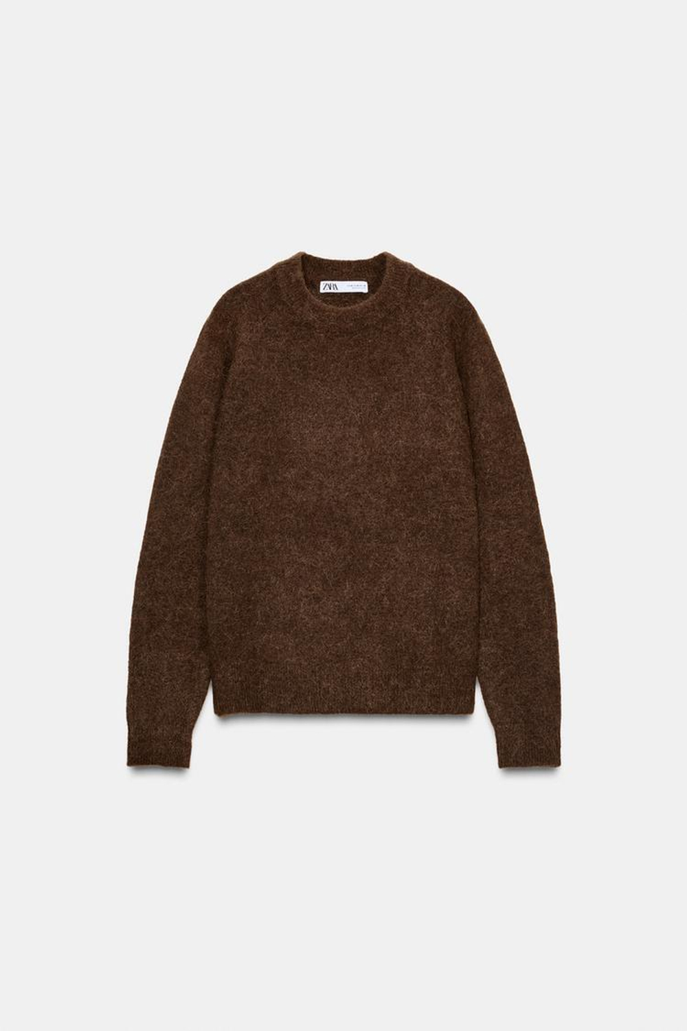 ZARA СВИТЕР ИЗ ШЕРСТИ И АЛЬПАКИ, КОРИЧНЕВЫЙ