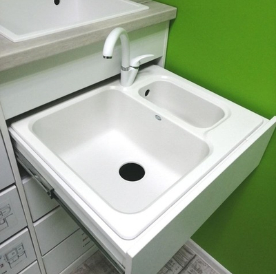 Мойка POLYGRAN F-09 белый хлопок №36, смеситель SKS2 белый хлопок