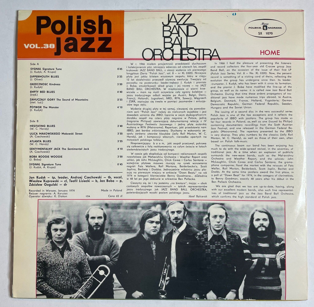 Винтажная виниловая пластинка LP Jazz Band Ball Orchestra Home (Польша 1974)