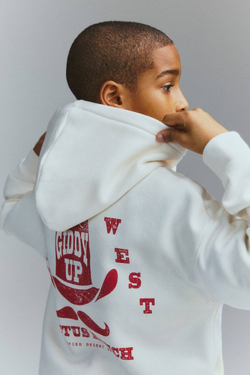 H&M Толстовка с капюшоном и принтом, кремовый