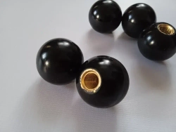 Ручка шар для станка 32мм черная резьба М10 латунная вставка/Комплект из 5 штук