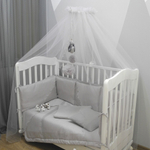 Комплект в кроватку "ЛАПШУЛЯ-ЭКСТРА" Серый (8 предм.,с балдахином) ш4240  (Балу)