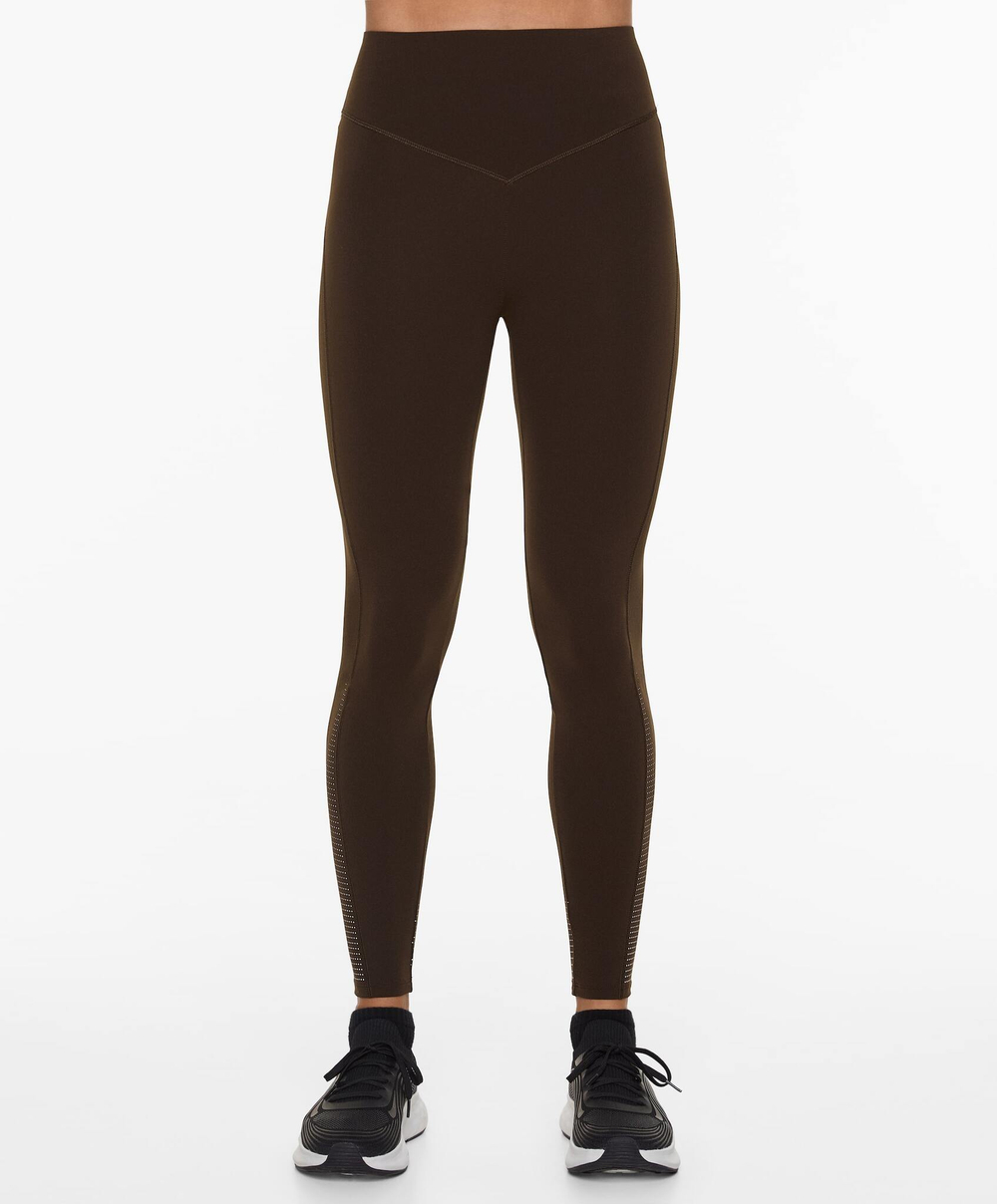 OYSHO Легинсы до щиколотки Compressive Running с высокой посадкой, 65 см, темно-коричневый