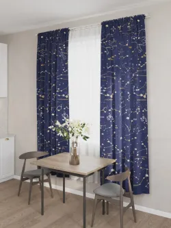 Штора тканевая на кухню, для спальни "Созвездия" 150х200 1шт