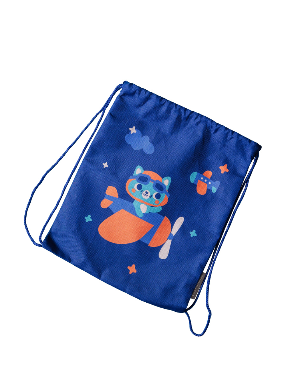 Мешок в садик 33х40, Котик пилот (синий)