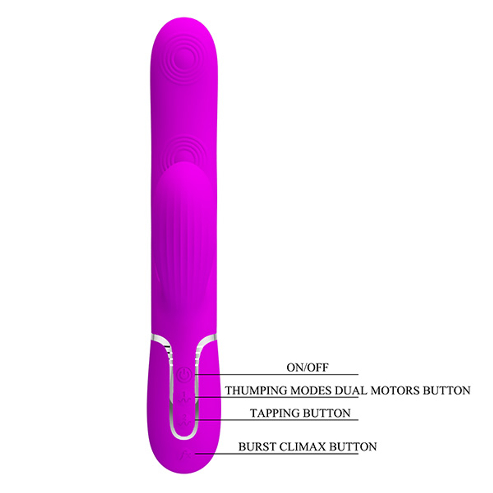 Лиловый вибратор-кролик 22,8см с пульсацией Pretty Love Perdita BW-500015