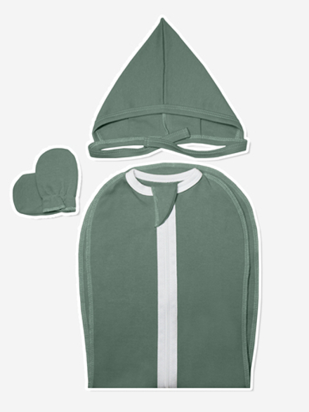 Сет. Пеленальный кокон + чепчик + антицарапки Полынь