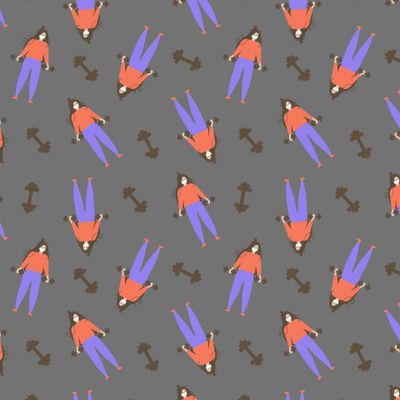 Девушка с гантелями.