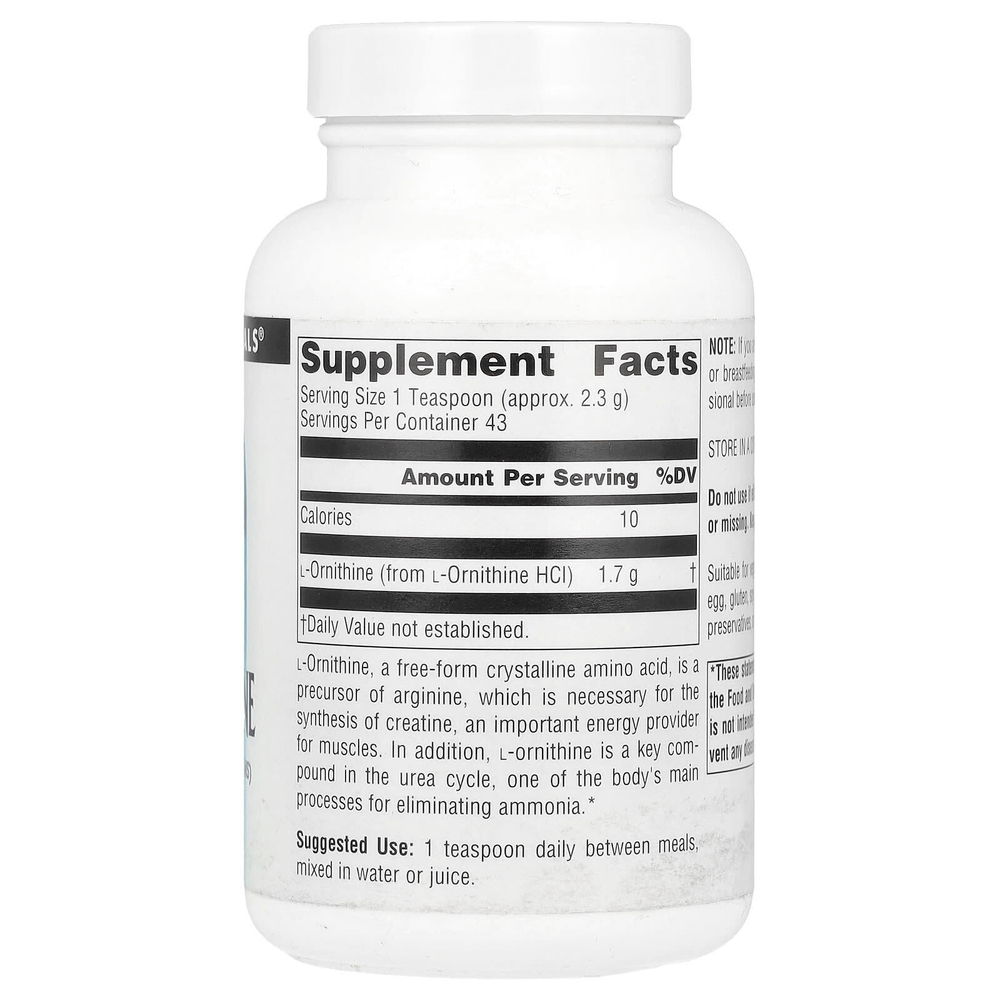 Source Naturals, L-орнитин в порошке, 100 г (3,53 унции)