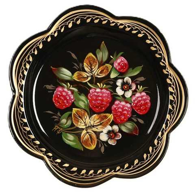 Жостовский поднос декоративный, размер 18 см (A1), металлический