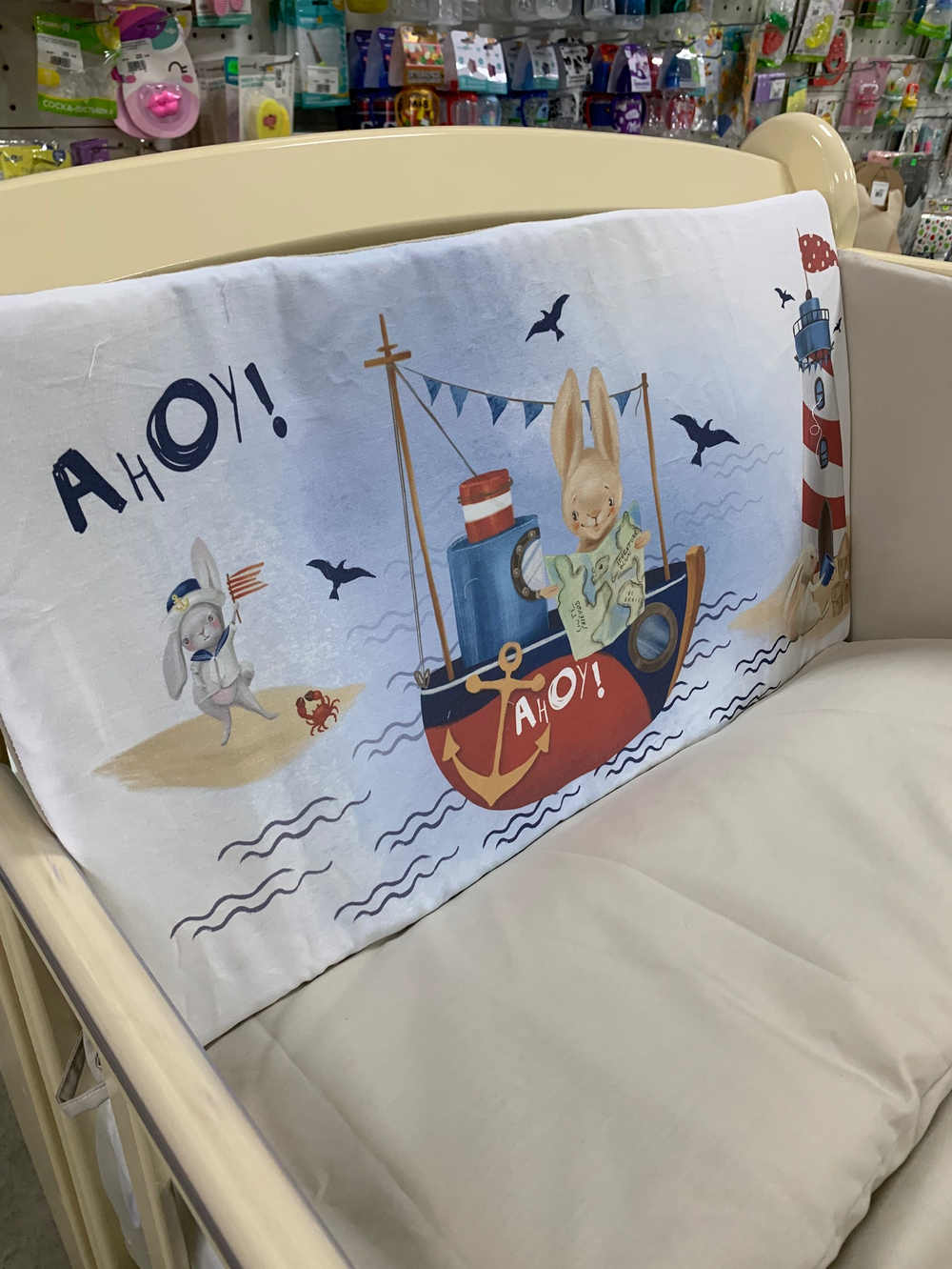 Комплект в кроватку 6 предметов "Морской бежевый", сатин