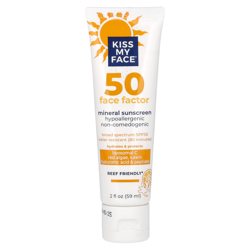 Kiss My Face, 50 Face Factor, минеральное солнцезащитное средство, SPF 50, 59 мл (2 жидк. унции)