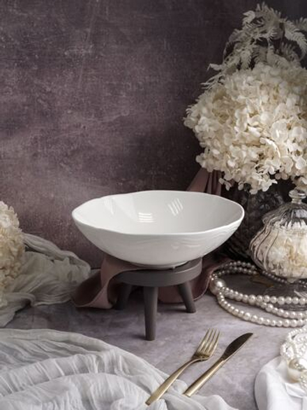 Салатник 600 мл, d 18 см h 5,4 см, фарфор, Grazia