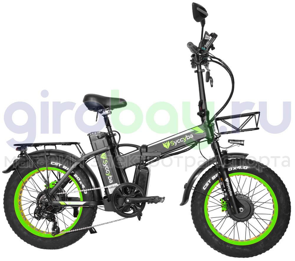 Электровелосипед Syccyba F10 Pro Dual 48V/23Ah (полный привод) - Салатовый обод фото №5