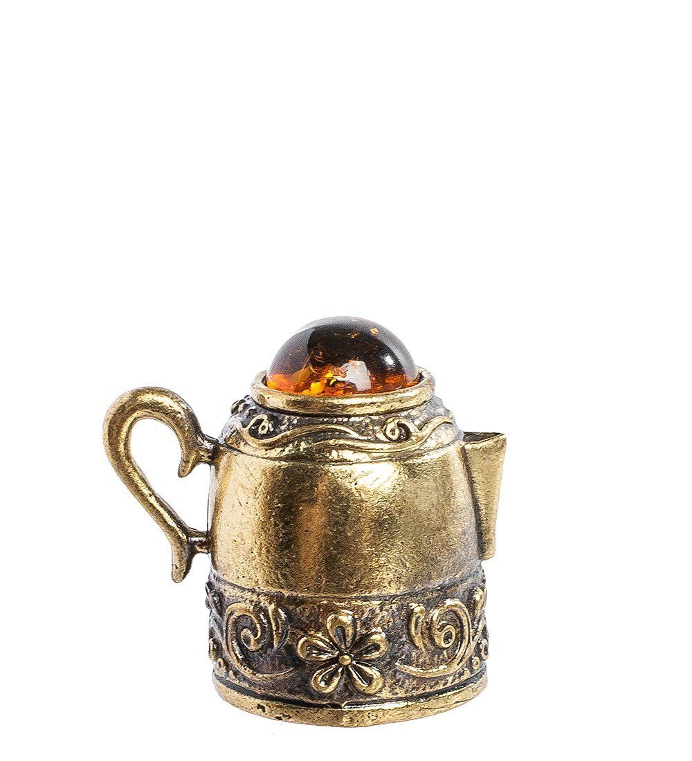 AM-1136 Наперсток «Чайник» (латунь, янтарь)