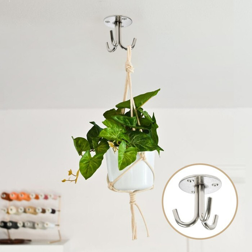 Крючок потолочный ТУНДРА, трехрожковый, нержавеющая сталь