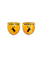 Наклейки Volvo Щит металлические желтые объемные (шильдик Вольво щит, 3,8х3,8 см). 2 шт в комплекте. Желтые с лого