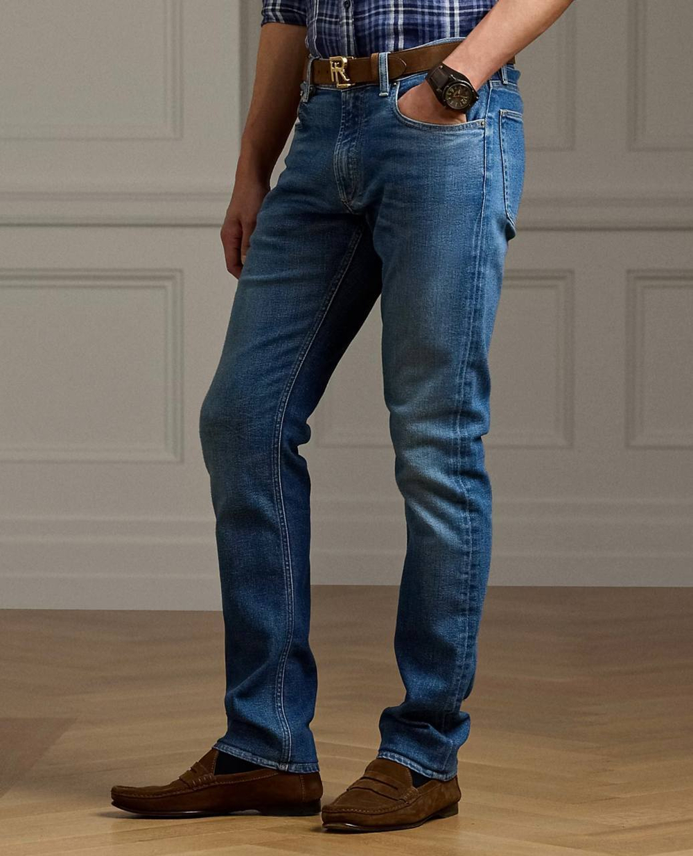 Slim Fit Stretch Jean – мужские узкие джинсы с эффектом потёртости от Ralph Lauren