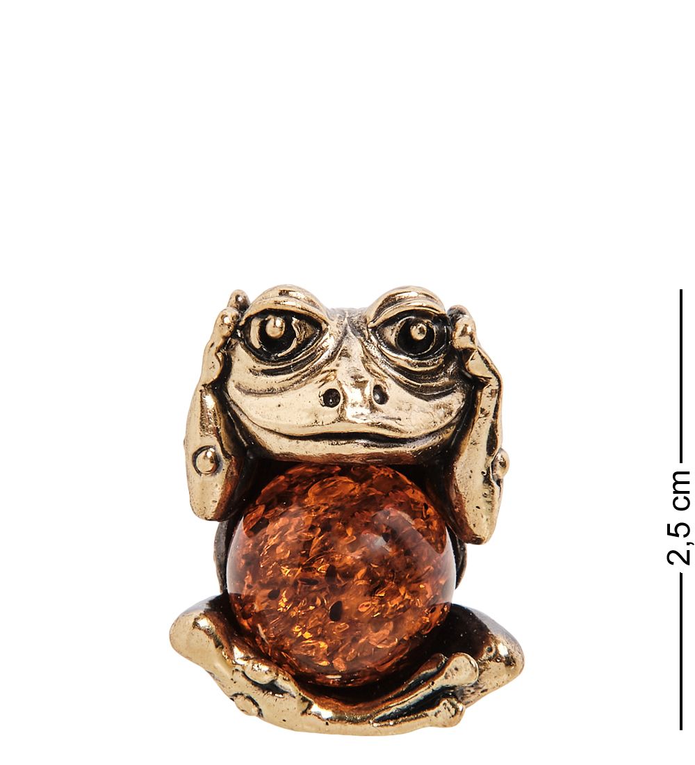 Народные промыслы AM-3020 Фигурка «Лягушка не слышу» (латунь, янтарь)