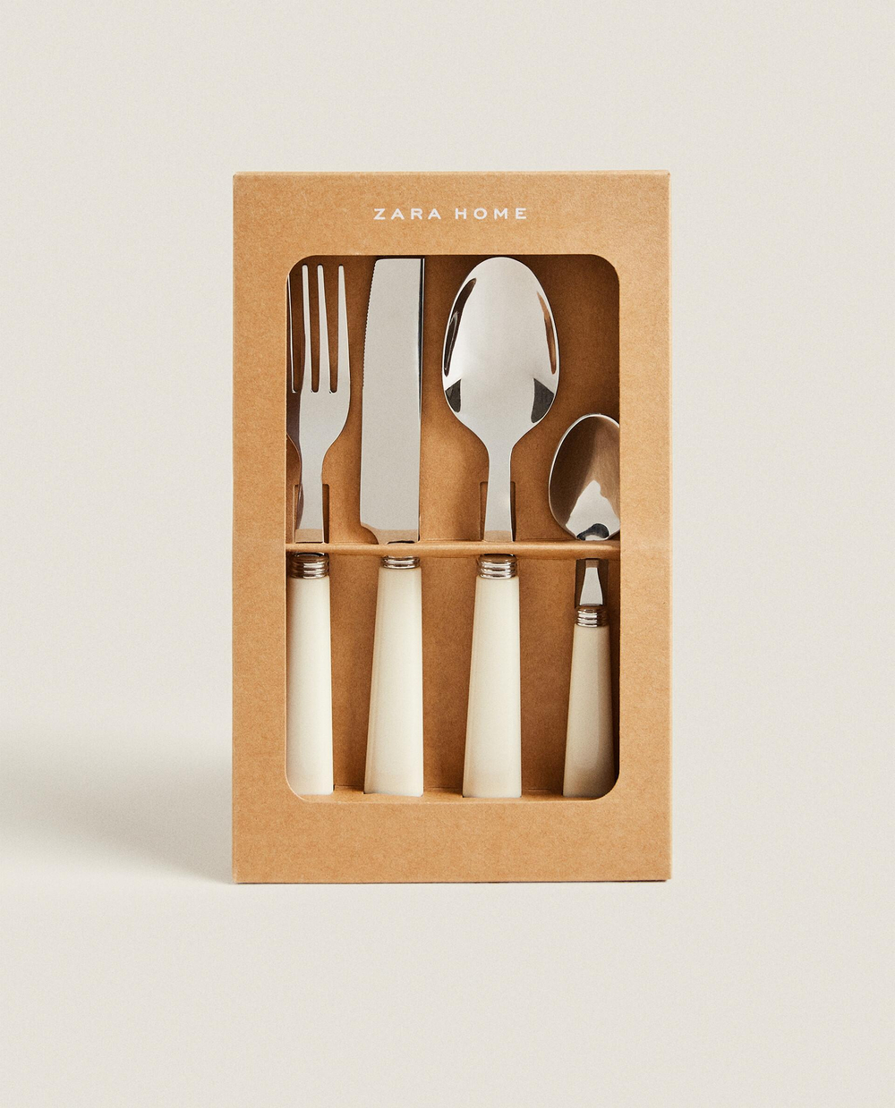 Zara Home набор столовых приборов из нержавеющей стали, цвет кремовый, 31 см