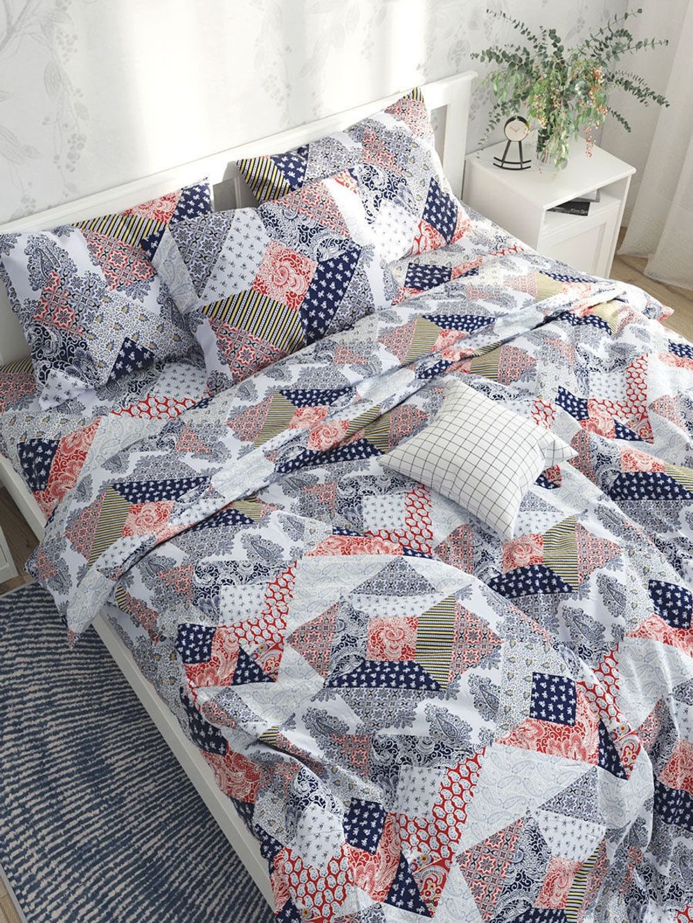 Постельное белье Сказка "Пэчворк" евро Наволочка 50х70 см 2 шт Простынь 240х215 см Пододеяльник 200х215 см, перкаль