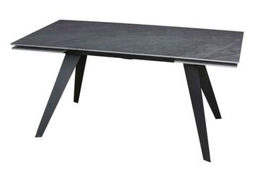 Стол "РЕЙН" 160-240, керамика Bonix Grey глянцевый, опоры черный муар