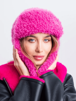Ушанка теплая, фуксия, SilverFox