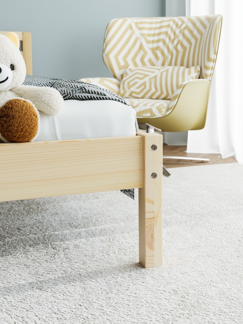 Кровать 90х200 Тарва односпальная из массива сосны