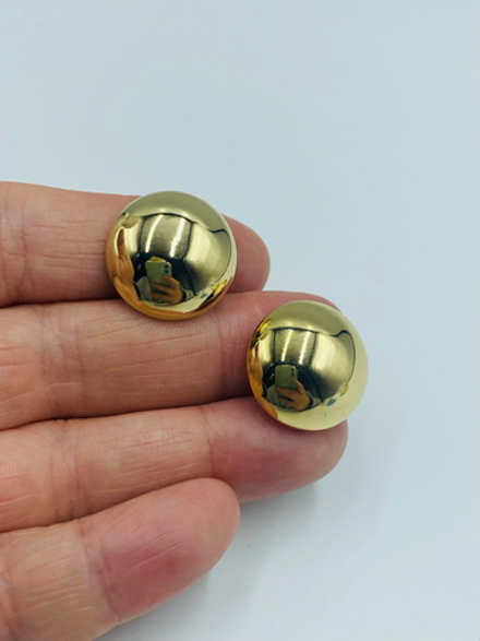Гладкие клипсы-пуговицы золотой тон