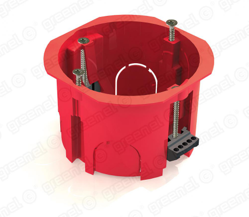 Коробка для стен D68x45мм с саморезами,с пластиковыми зажимами