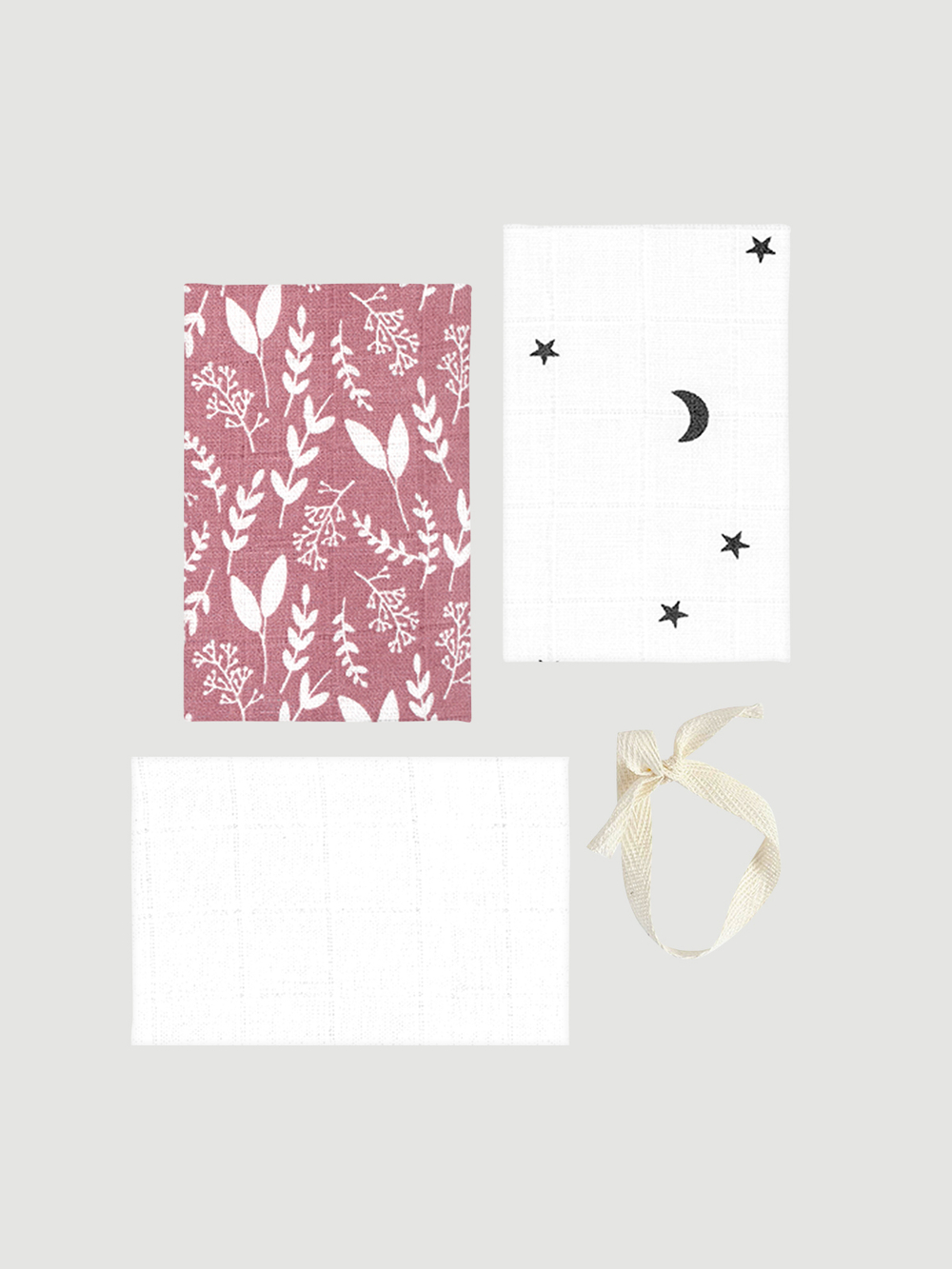 Сет из 3х муслиновых салфеток Mjölk Botanica/White/Ночное небо