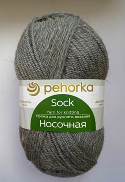 Носочная пряжа Россия Пехорка 50%полутонк.шерсть 50%акрил 5х100г/200м (174-Стальной)