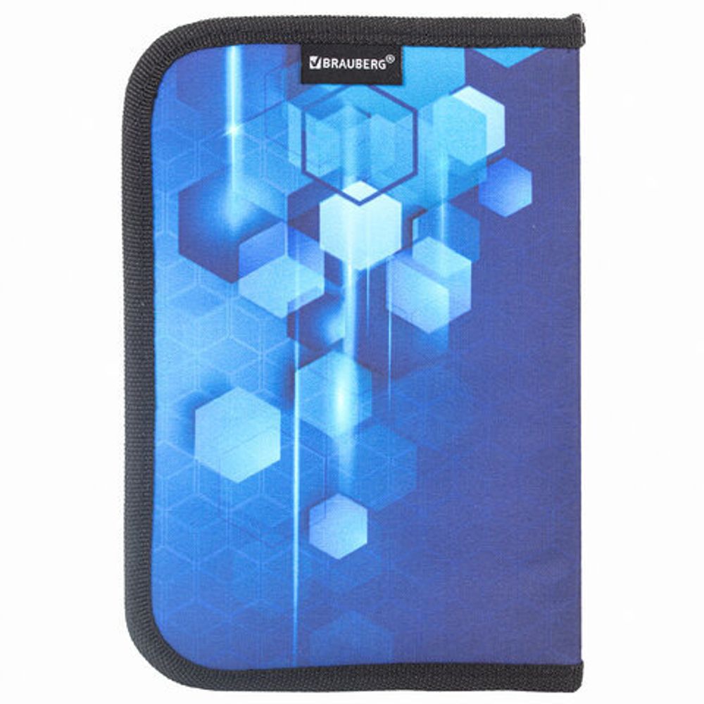 Пенал с наполнением BRAUBERG, 1 отделение, 1 откидная планка, 24 предмета, полиэстер, 21х14 см, "Robot", 270320