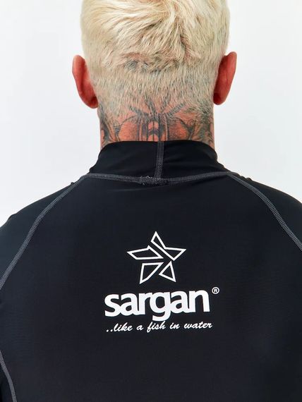 Футболка рашгард лонгслив Sargan Агидель UPF 50+ мужская черно-серая