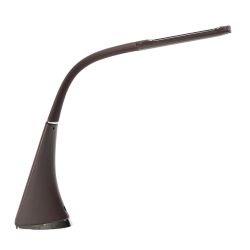 TLD-542 Brown-LED-300Lm-5000K-Dimmer Светильник настольный c часами. календарем. термометром. 5W. Сенсорный выключатель. Коричневый стилизован под кожу. TM Uniel.