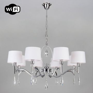 Люстра подвесная с управлением по Wi-Fi 10127/8 хром/прозрачный хрусталь Strotskis Madera Smart Eurosvet