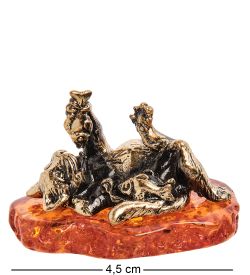 Народные промыслы AM-3143 Фигурка «Кот Обжора» (латунь, янтарь)