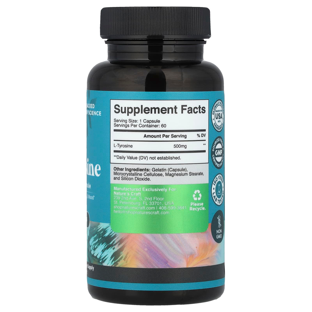 Nature's Craft, L-тирозин, 500 мг, 60 капсул