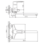 Смеситель для ванны и раковины 40к HB2266 HAIBA див корп L-нос