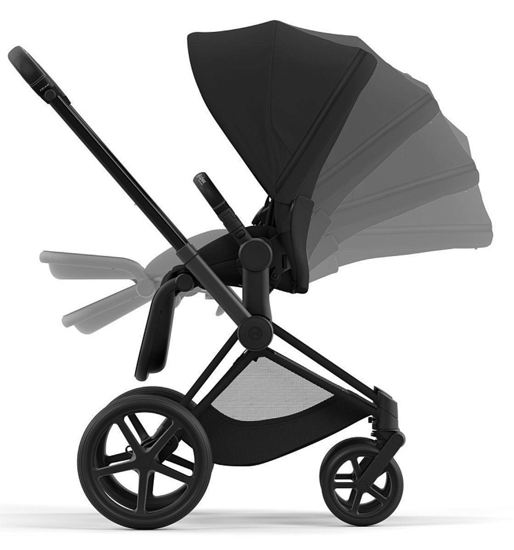 Коляска 3 в 1 Cybex Priam IV Matt Black complete и автокресло Aton B2 i-Size Bay Blue Sepia Black
