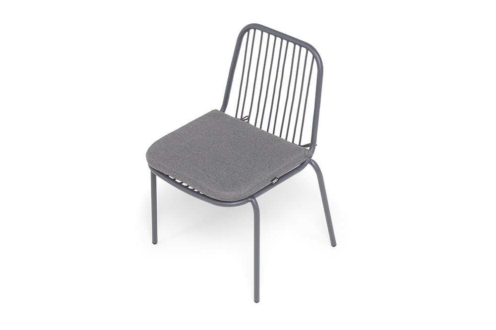 "Кастелло" стул плетеный из роупа, каркас из стали темно-серый (RAL7024) муар, ткань темно-серая 027