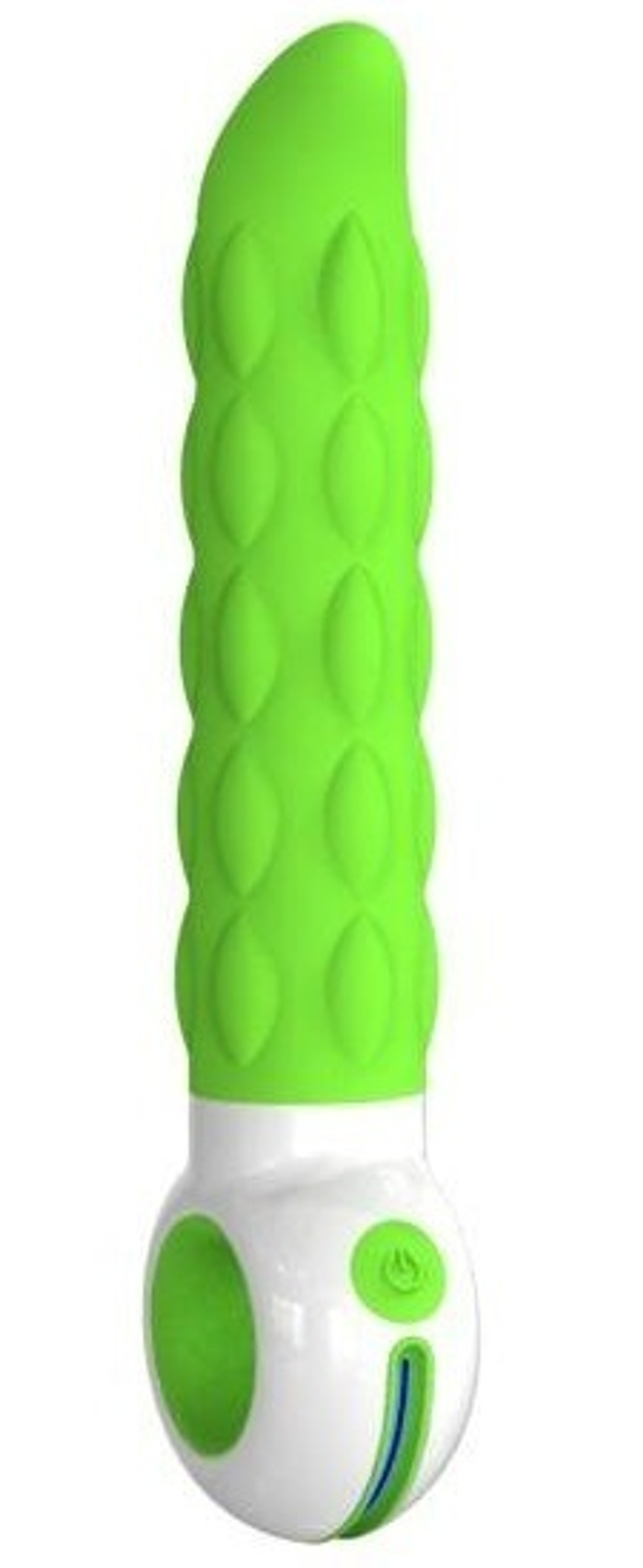 Зелёно-белый вибратор O-zone с шишечками