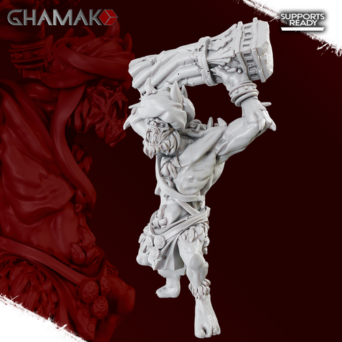 Grand Alliance Destruction Orruk Warclans Orcs Greenskins Орк с куском колонны миниатюра для dnd, днд, pathfinder, фентези, Настольная игра, НРИ, Варгейм, РПГ