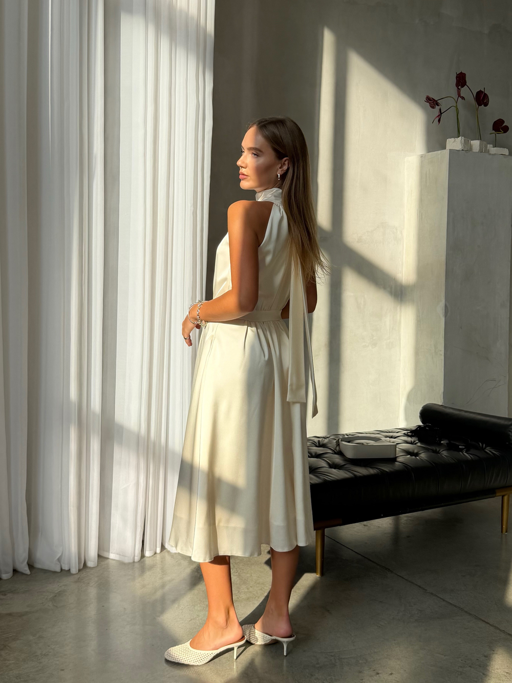 Платье Полли миди молочное
